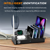 LK Charging Station for Multiple Devices, 40W 4 Ports Charging Station with 3 Cables, 7 in 1 USB Desktop Charger Station Compatible with Smartphones Accessories iPad iWatch AirPods Tablets and More