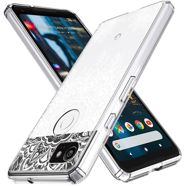 K&L White Henna Mandala Floral Lace Clear Design Case for Google Pixel 2 XL