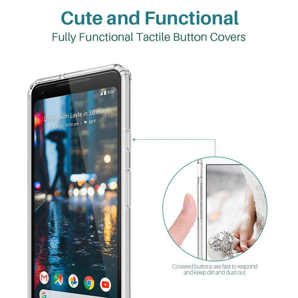 K&L White Henna Mandala Floral Lace Clear Design Case for Google Pixel 2 XL