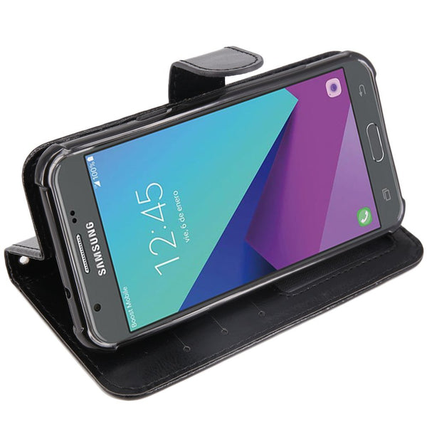 Samsung Galaxy J7 V / J7 2017 / J7 Prime / J7 Perx / J7 Sky Pro / Galaxy Halo Case, LK Luxury PU Leather Wallet Flip Protective Case Cover with Card Slots and Stand