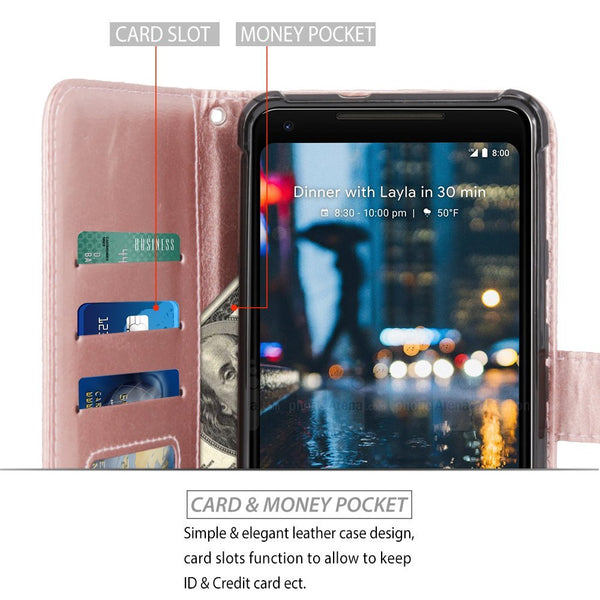 Google Pixel 2 XL Case, LK Luxury PU Leather Wallet Flip Protective Case Cover with Card Slots & Stand For Google Pixel 2 XL