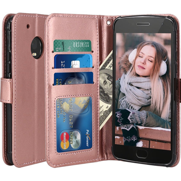 Moto G5 Plus Case, LK Luxury PU Leather Wallet Flip Protective Case Cover with Card Slots and Stand for Motorola Moto G Plus (5th Generation)