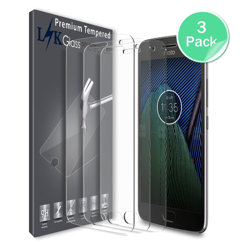 Motorola Moto G5 Plus / Moto G Plus (5th Generation) (3-Pack) Screen Protector, LK Tempered Glass with Lifetime Replacement Warranty