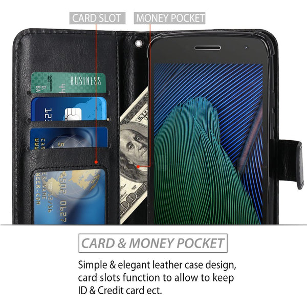 Moto G5 Plus Case, LK Luxury PU Leather Wallet Flip Protective Case Cover with Card Slots and Stand for Motorola Moto G Plus (5th Generation)