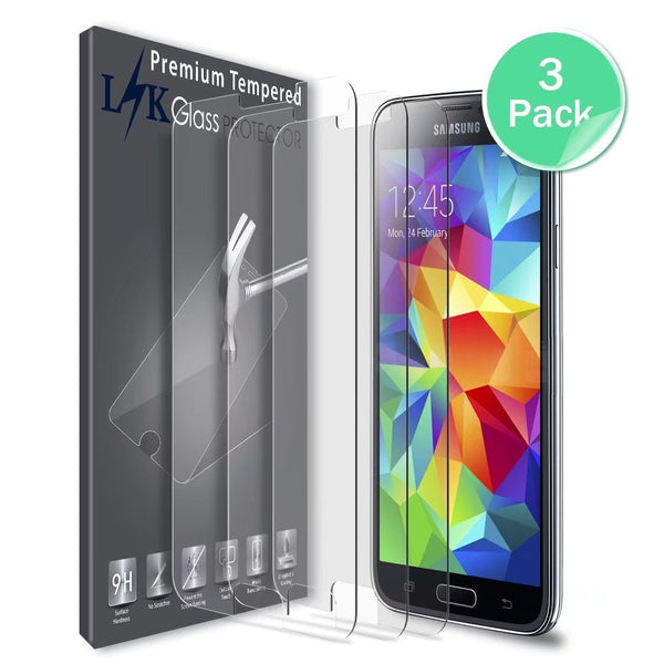 Samsung Galaxy S5 Screen Protector, LK Tempered Glass with Lifetime Replacement Warranty