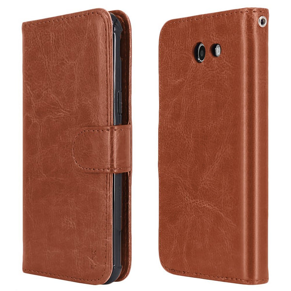 Samsung Galaxy J7 V / J7 2017 / J7 Prime / J7 Perx / J7 Sky Pro / Galaxy Halo Case, LK Luxury PU Leather Wallet Flip Protective Case Cover with Card Slots and Stand