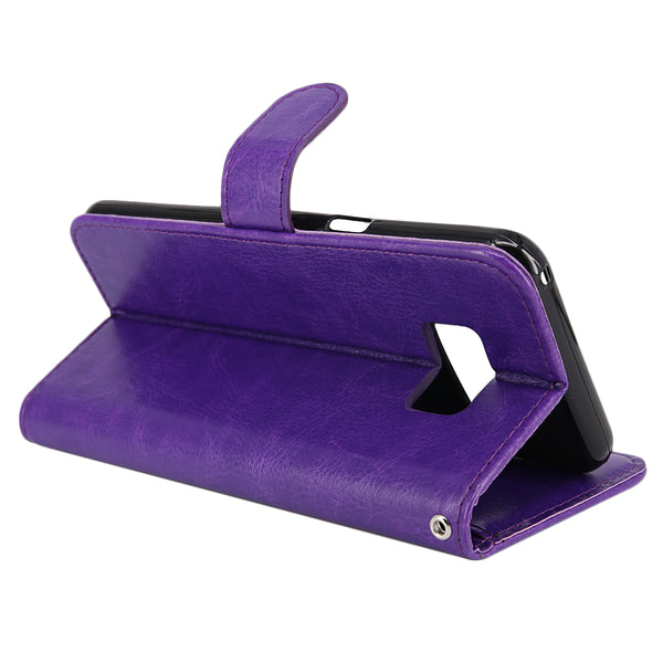 Galaxy S8 Case with Wrist Strap Luxury PU Leather Wallet Flip Protective Case Cover with Card Slots and Stand