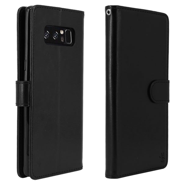 Galaxy Note 8 Case with Wrist Strap Luxury PU Leather Wallet Flip Protective Case Cover with Card Slots and Stand