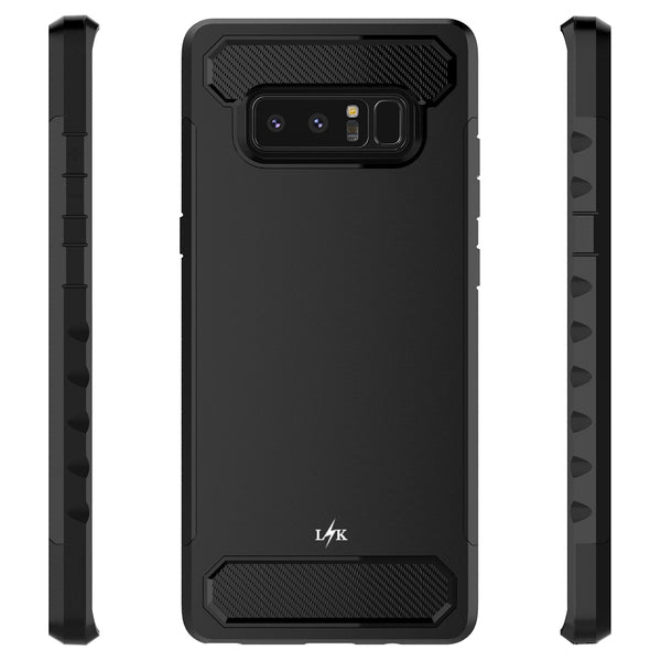 Galaxy Note 8 Carbon Fiber Case,  Shock Absorption Hybrid Armor Defender Protective Case