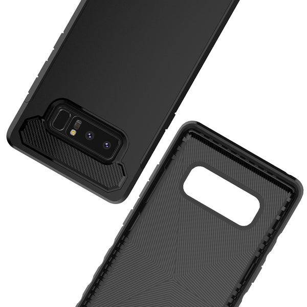 Galaxy Note 8 Carbon Fiber Case,  Shock Absorption Hybrid Armor Defender Protective Case