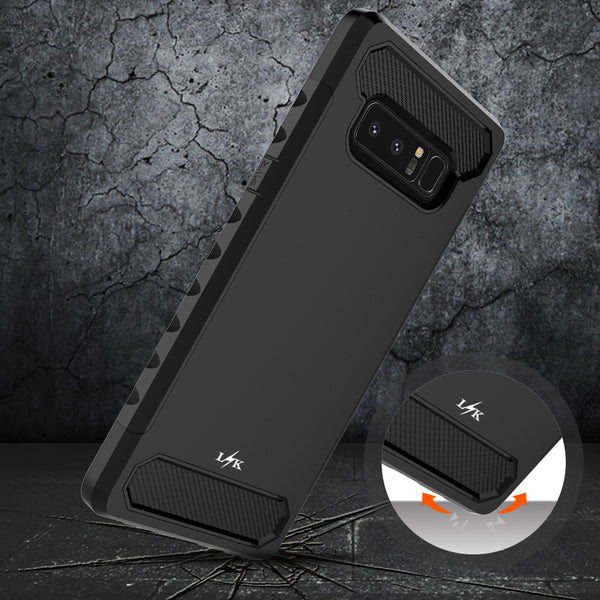 Galaxy Note 8 Carbon Fiber Case,  Shock Absorption Hybrid Armor Defender Protective Case