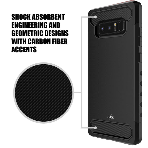 Galaxy Note 8 Carbon Fiber Case,  Shock Absorption Hybrid Armor Defender Protective Case