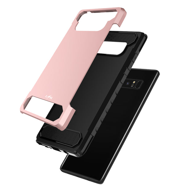 Galaxy Note 8 Carbon Fiber Case,  Shock Absorption Hybrid Armor Defender Protective Case
