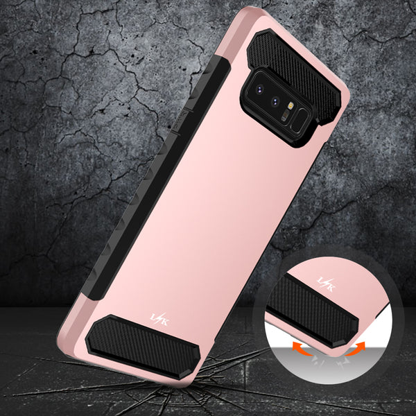 Galaxy Note 8 Carbon Fiber Case,  Shock Absorption Hybrid Armor Defender Protective Case