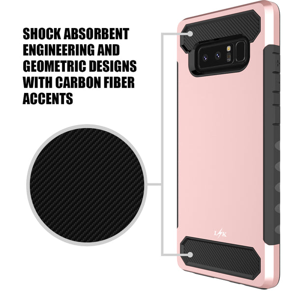 Galaxy Note 8 Carbon Fiber Case,  Shock Absorption Hybrid Armor Defender Protective Case