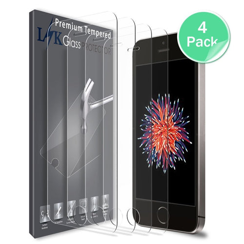 iPhone 5 / 5S / SE / 5C Screen Protector (4-Pack)  [Tempered Glass] with Lifetime Replacement Warranty