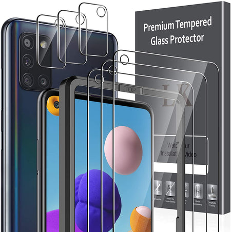 LK Coque Samsung Galaxy S21 FE 5G / 4G avec 2 Verre Trempé Protection écran & 2 Caméra Protecteur, Souple Silicone TPU Antichoc et Anti-Rayures Housse Samsung S21 FE Coque-Transparent