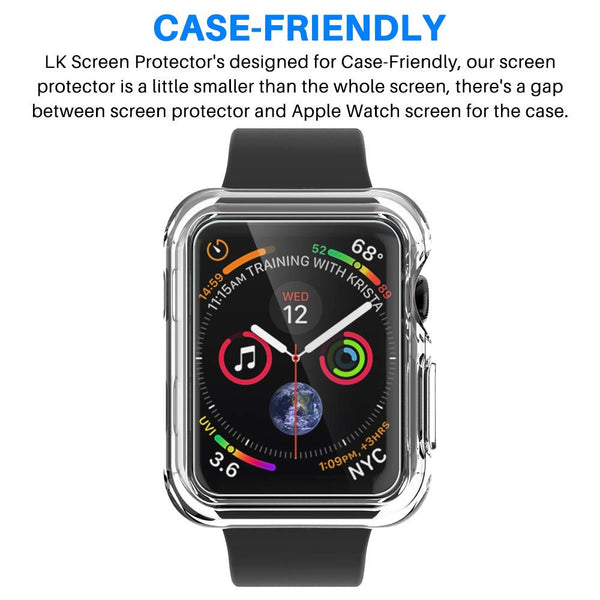 [6 Pack] LK for Apple Watch Screen Protector (42mm Series 3/2/1 44mm Series 4 Compatible), Liquid Skin [Full Coverage] [Anti-Bubble] HD Clear with Lifetime Replacement Warranty