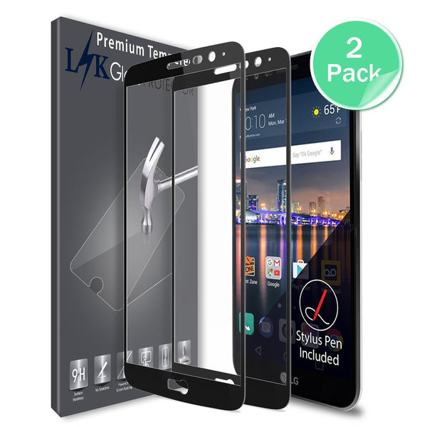 LG Stylo 3 Screen Protector (2-Pack) LK [Full Cover] Tempered Glass with Lifetime Replacement Warranty [Not Fit for LG Stylo 3 Plus]