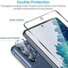 [2+2 Pack] LK Compatible With Samsung Galaxy S21 FE 5G 6.5-inch, 2 Pack Tempered Glass Screen Protector + 2 Pack Camera Lens Protector, Work with Fingerprint Reader, Easy Installation [Not for S20 fe]