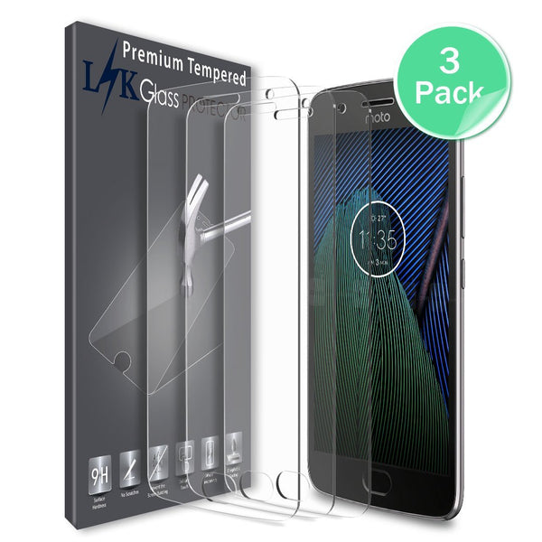 Motorola Moto G5 Plus / Moto G Plus (5th Generation) (3-Pack) Screen Protector, LK Tempered Glass with Lifetime Replacement Warranty
