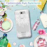 Samsung Galaxy J7 V / J7 2017 / J7 Prime / J7 Perx / J7 Sky Pro Case, Shock Absorbing White Henna Mandala Floral Lace Clear Design Printed Air Hybrid with TPU Bumper Protective Case Cover