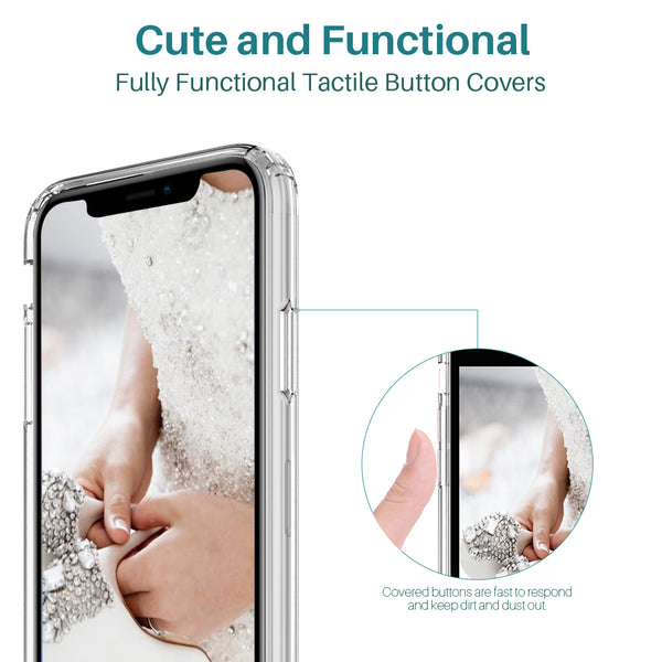 iPhone X Case, [Shock Absorbing] White Henna Mandala Floral Lace Clear Design Printed Air Hybrid with TPU Bumper Protective Case Cover for Apple iPhone X