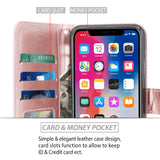 iPhone X Case, [Wrist Strap] Luxury PU Leather Wallet Flip Protective Case Cover with Card Slots and Stand for Apple iPhone X