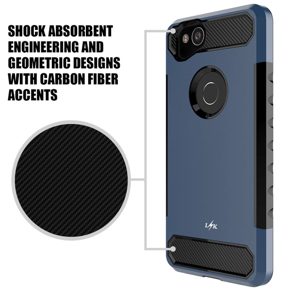 Google Pixel 2 XL Case, LK [Carbon Fiber] Shock Absorption Hybrid Armor Defender Protective Case Cover for Google Pixel 2 XL