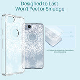 Google Pixel 2 Case, LK [Shock Absorbing] White Henna Mandala Floral Lace Clear Design Printed Air Hybrid with TPU Bumper Protective Case Cover for Google Pixel 2