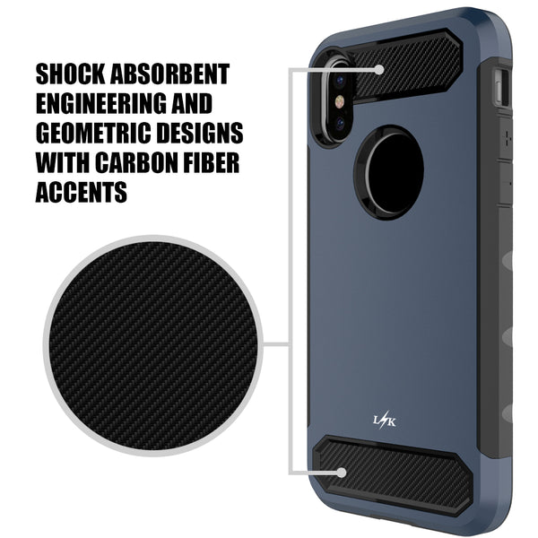 iPhone X Case, [Carbon Fiber] Shock Absorption Hybrid Armor Defender Protective Case Cover for Apple iPhone X