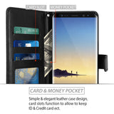 Galaxy Note 8 Case with Wrist Strap Luxury PU Leather Wallet Flip Protective Case Cover with Card Slots and Stand
