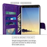 Galaxy Note 8 Case with Wrist Strap Luxury PU Leather Wallet Flip Protective Case Cover with Card Slots and Stand