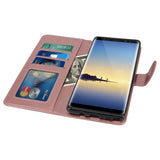 Galaxy Note 8 Case with Wrist Strap Luxury PU Leather Wallet Flip Protective Case Cover with Card Slots and Stand